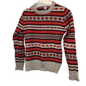 J. Crew Holiday Christmas Fair Isle Nordic striped knit sweater KIDS 12 …